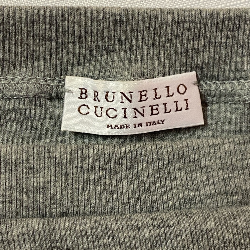 Brunello Cucinelli Grey Cotton/Lycra Top Size S Monali Beading Boat Neck Womens - Picture 13 of 16